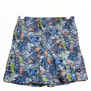 Patagonia Baggies Shorts Water Repellent Graphic Blue Orange Lime Green XL 14